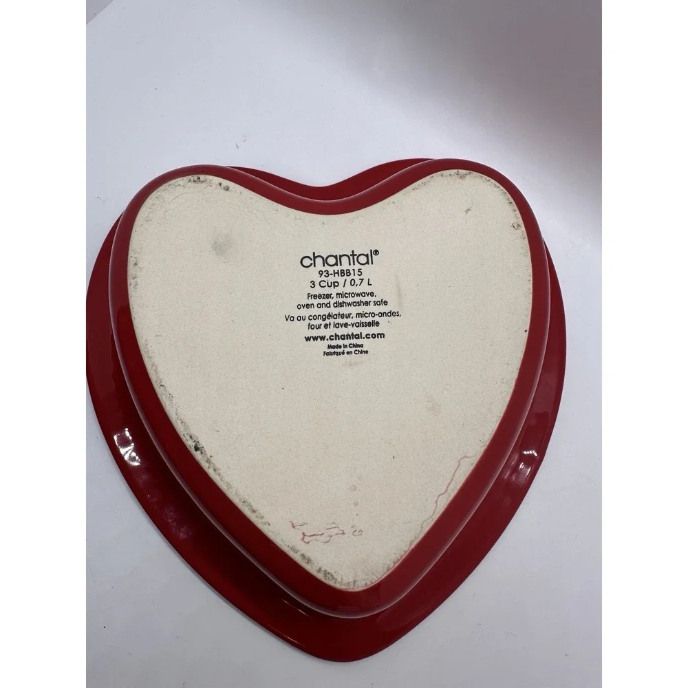 Chantal Red Heart Shaped‎ Bowl Dish 3 cup 93-HBB15 Bake Freeze Serve Stoneware